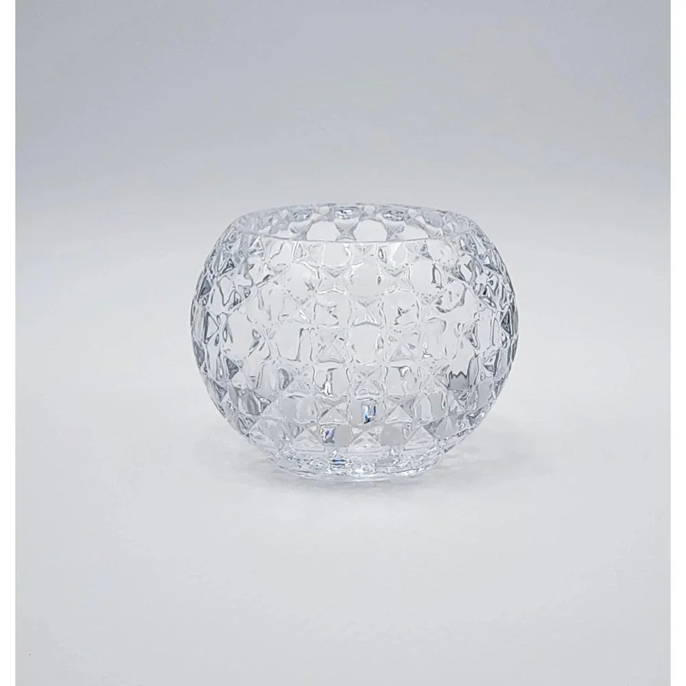 Vintage Clear Glass Starburst Globe Votive Candle Holder Round Sphere 4